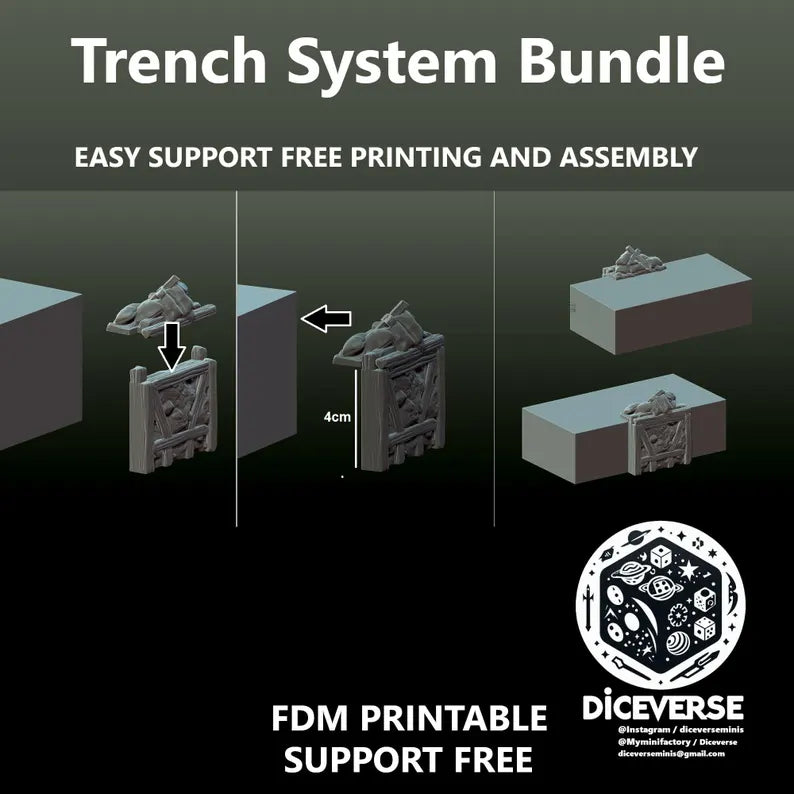 Trench Terrain: Trench System Bundle - Trench Warband Miniatures | Compatible with Tabletop Wargames