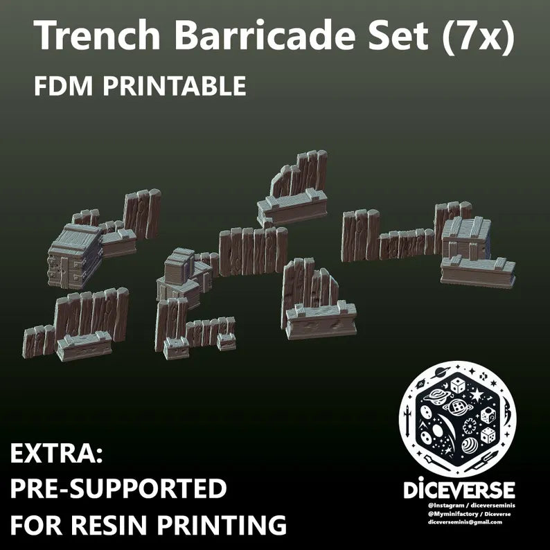 Trench Terrain: Barricades - Trench Warband Miniatures | Compatible with Tabletop Wargames