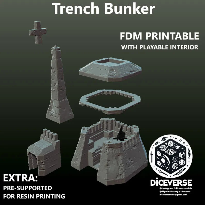 Trench Terrain: Bunker - Trench Warband Miniatures | Compatible with Tabletop Wargames