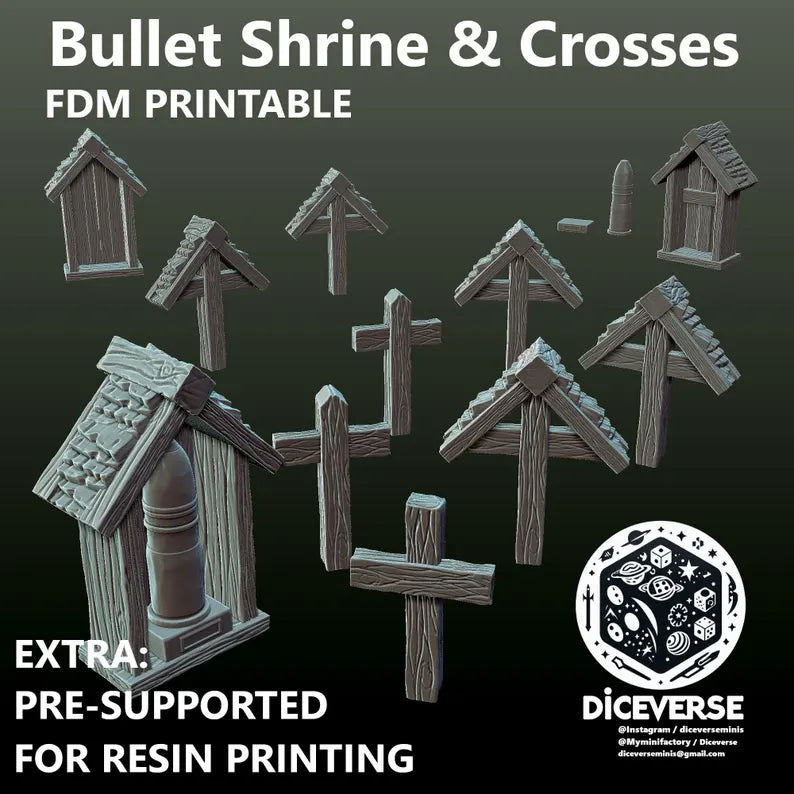 Trench Terrain: Bullet Shrine and Crosses - Trench Warband Miniatures | Compatible with Tabletop Wargames