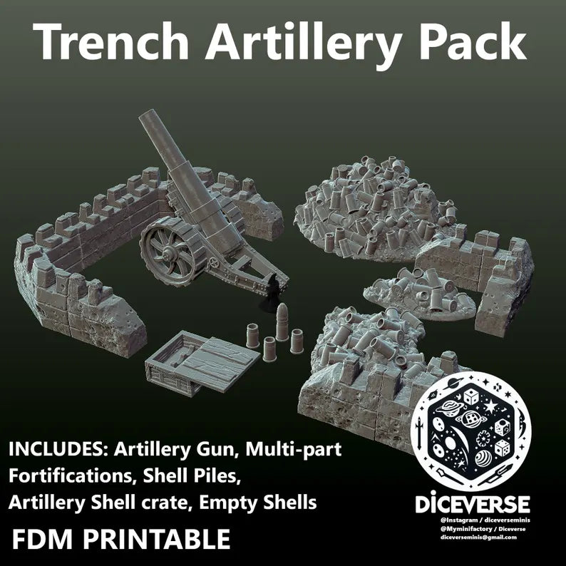 Trench Terrain: Artillery Pack - Trench Warband Miniatures | Compatible with Tabletop Wargames