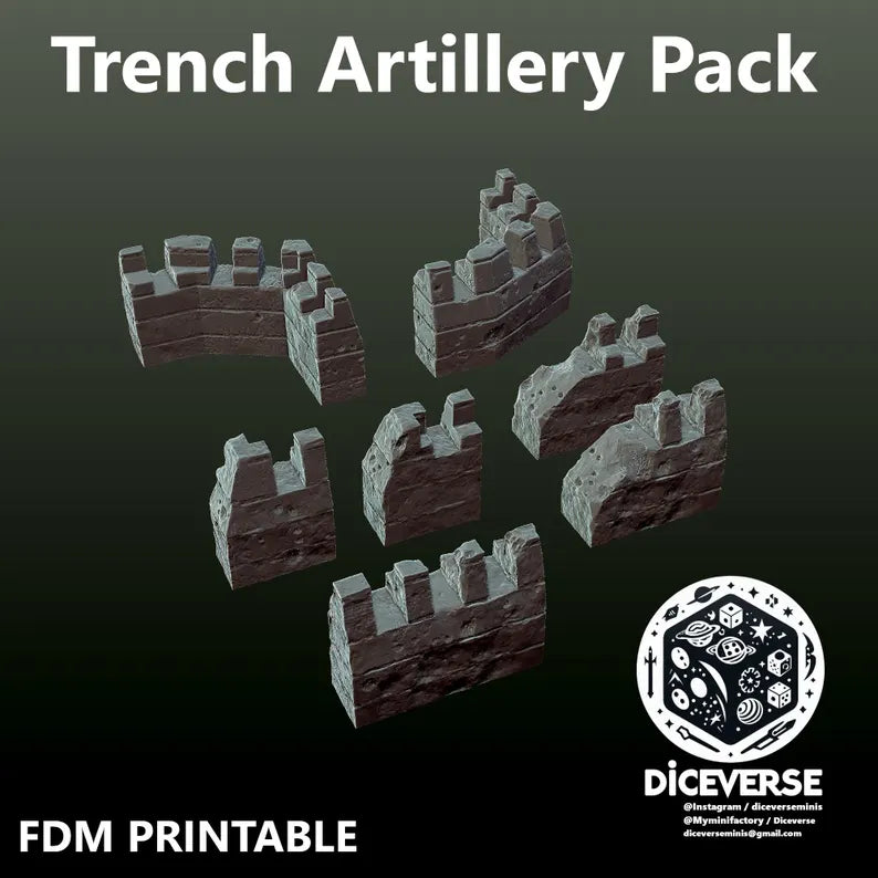 Trench Terrain: Artillery Pack - Trench Warband Miniatures | Compatible with Tabletop Wargames