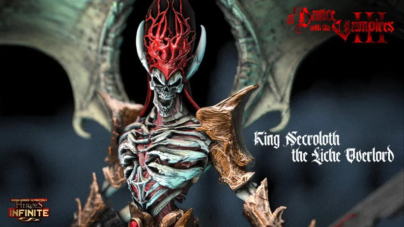 King Necroloth, Liche Overlord (Wingless Version) - a Dance with the Vampires | Compatible with Tabletop Wargames