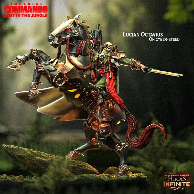 Lucian Octavius on Cyber-Steed, Supreme Jungle Commander - Imperial Commando | Compatible with Tabletop Wargames