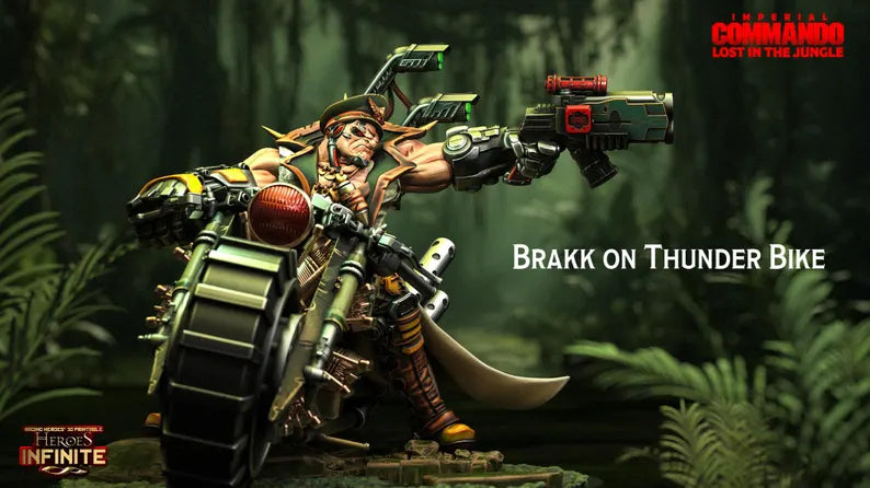 Brakk on Thunder Bike, Outlaw Warlord on Wheels - Imperial Commando | Compatible with Tabletop Wargames