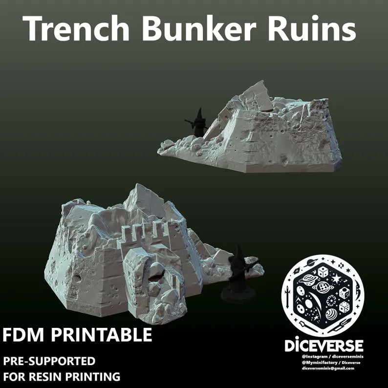 Trench Terrain: Trench Bunker Ruins - Trench Warband Miniatures | Compatible with Tabletop Wargames