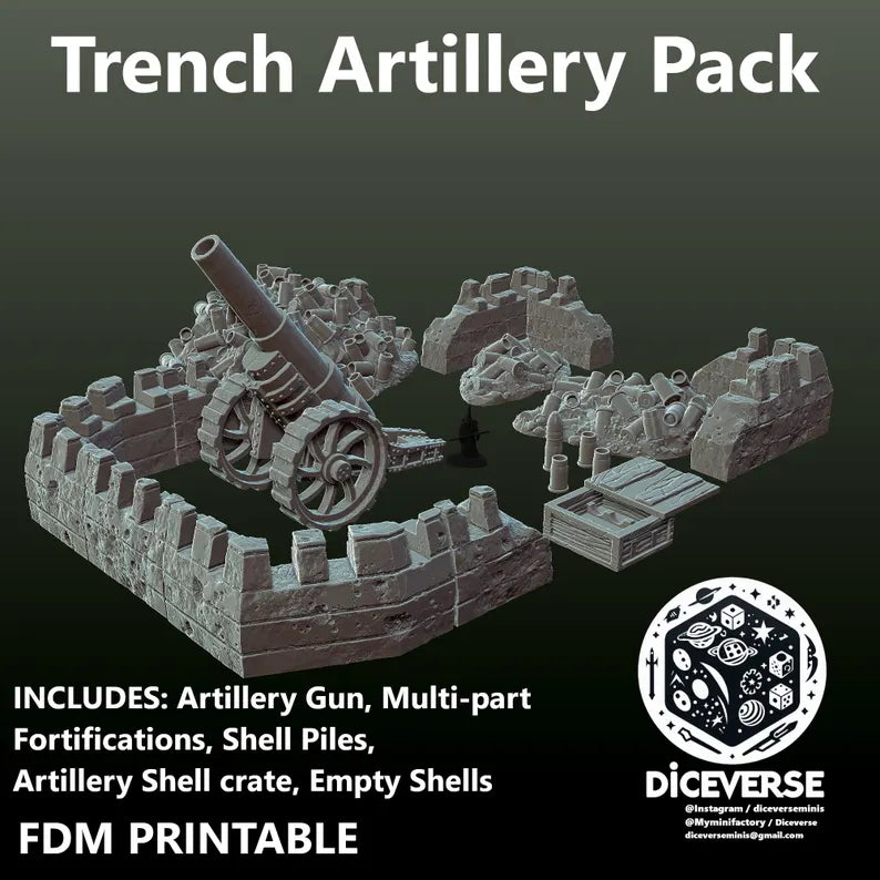 Trench Terrain: Artillery Pack - Trench Warband Miniatures | Compatible with Tabletop Wargames