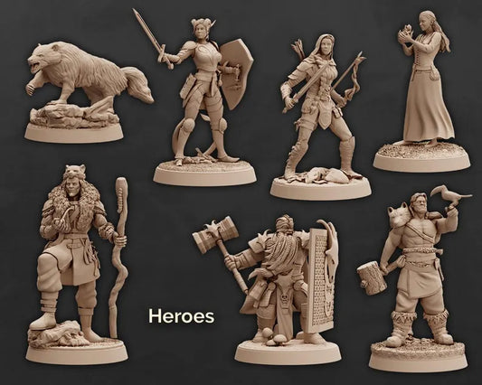 Dungeons and Dragons Adventure Box Set: 3D Resin Printed DnD (D&D) Pathfinder Miniatures