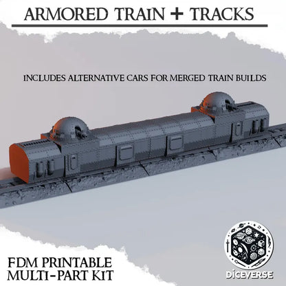 Trench Terrain: Armored Train + Tracks - Trench Warband Miniatures | Compatible with Tabletop Wargames