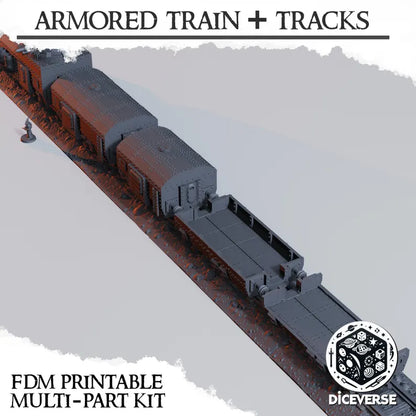 Trench Terrain: Armored Train + Tracks - Trench Warband Miniatures | Compatible with Tabletop Wargames
