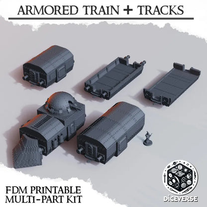 Trench Terrain: Armored Train + Tracks - Trench Warband Miniatures | Compatible with Tabletop Wargames