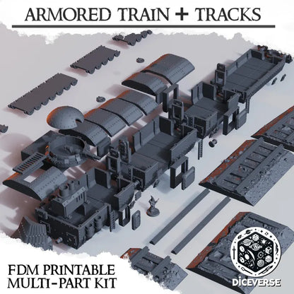 Trench Terrain: Armored Train + Tracks - Trench Warband Miniatures | Compatible with Tabletop Wargames