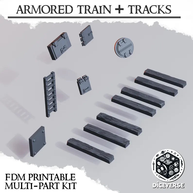Trench Terrain: Armored Train + Tracks - Trench Warband Miniatures | Compatible with Tabletop Wargames