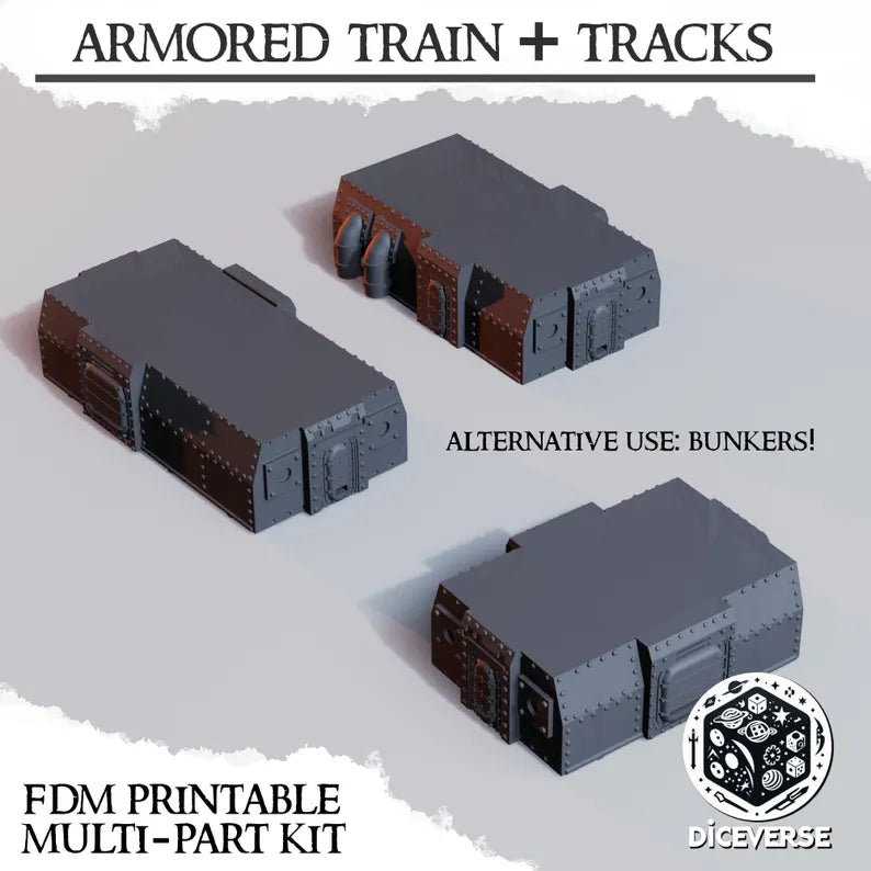 Trench Terrain: Armored Train + Tracks - Trench Warband Miniatures | Compatible with Tabletop Wargames