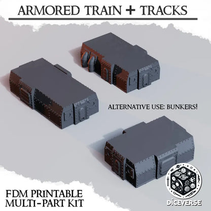 Trench Terrain: Armored Train + Tracks - Trench Warband Miniatures | Compatible with Tabletop Wargames