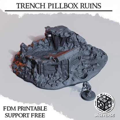 Trench Terrain: Pillbox Ruins - Trench Warband Miniatures | Compatible with Tabletop Wargames