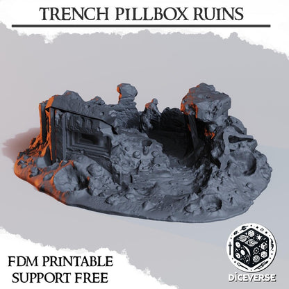 Trench Terrain: Pillbox Ruins - Trench Warband Miniatures | Compatible with Tabletop Wargames