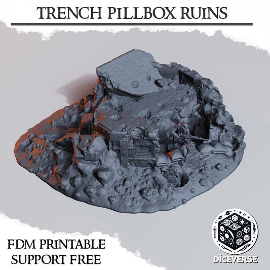 Trench Terrain: Pillbox Ruins - Trench Warband Miniatures | Compatible with Tabletop Wargames