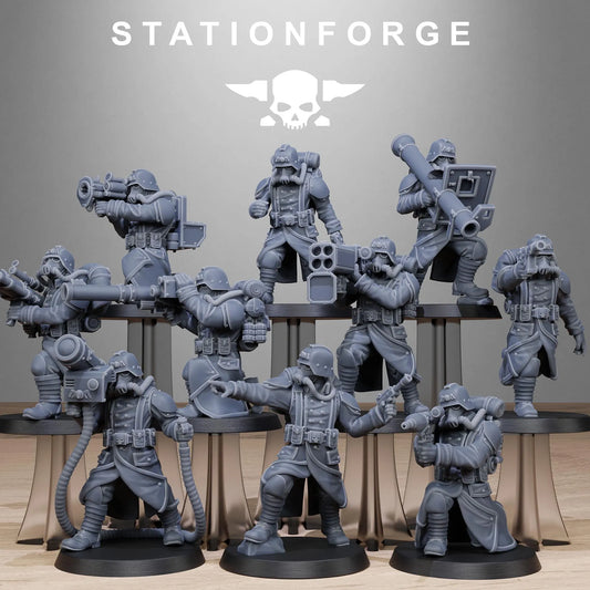 Grim Guard Rocketers – Explosive Heavy Weapons Specialists | Compatible with W40K/WG/SF