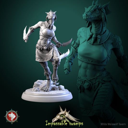 Lizardfolk Female Warrior v1- For D&D Campaigns & Tabletop Games