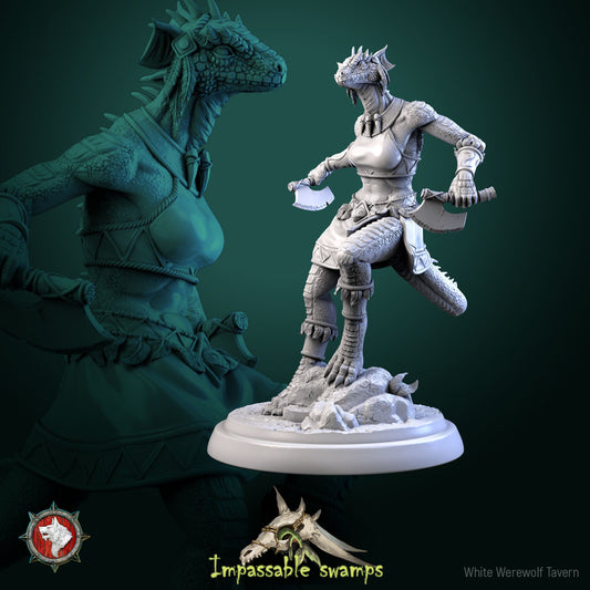 Lizardfolk Female Warrior v2- For D&D Campaigns & Tabletop Games