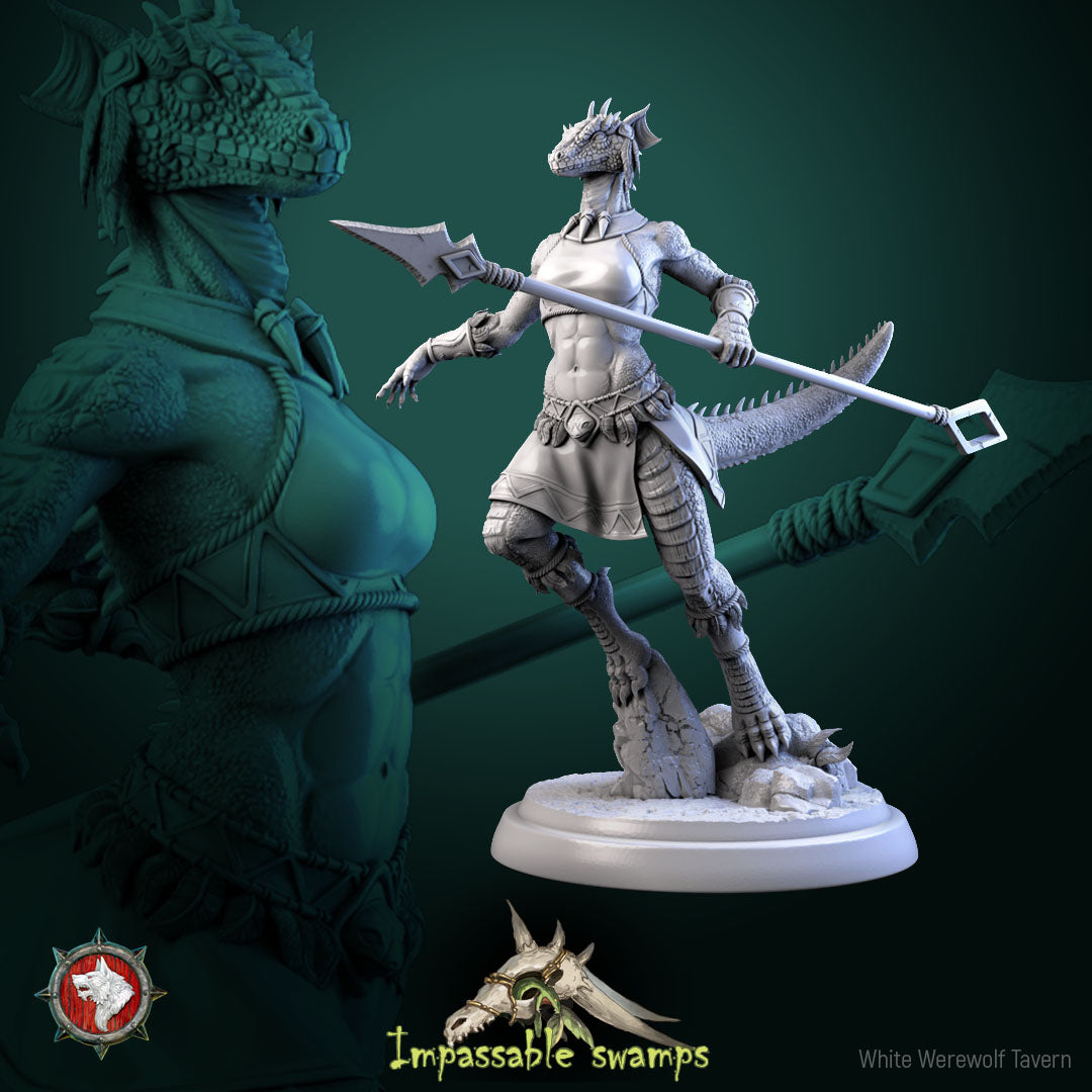 Lizardfolk Female Warrior v3- For D&D Campaigns & Tabletop Games