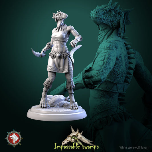 Lizardfolk Female Warrior v4- For D&D Campaigns & Tabletop Games