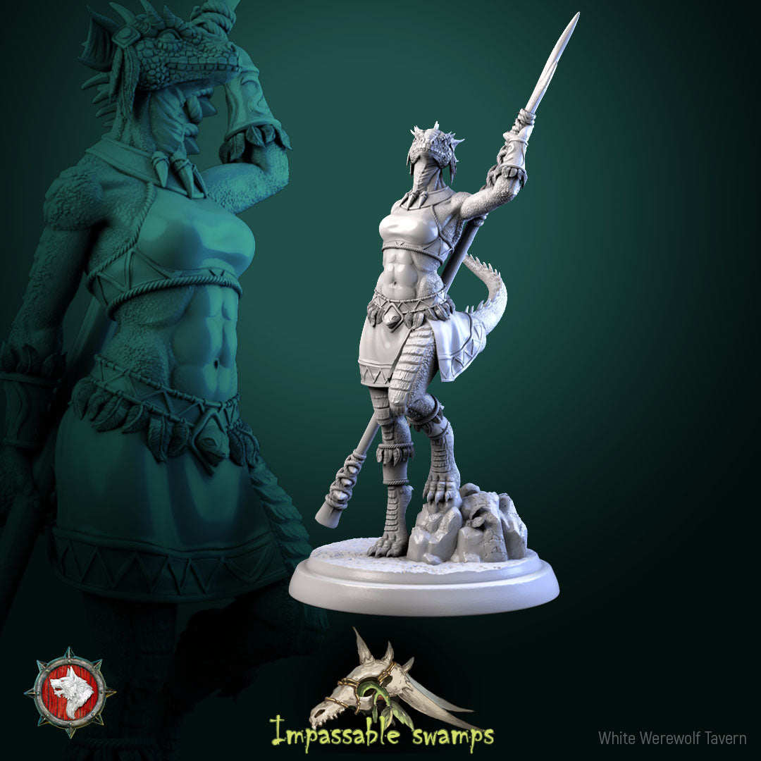 Lizardfolk Female Warrior v5- For D&D Campaigns & Tabletop Games