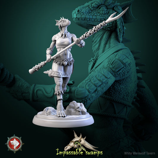 Lizardfolk Female Warrior v6- For D&D Campaigns & Tabletop Games