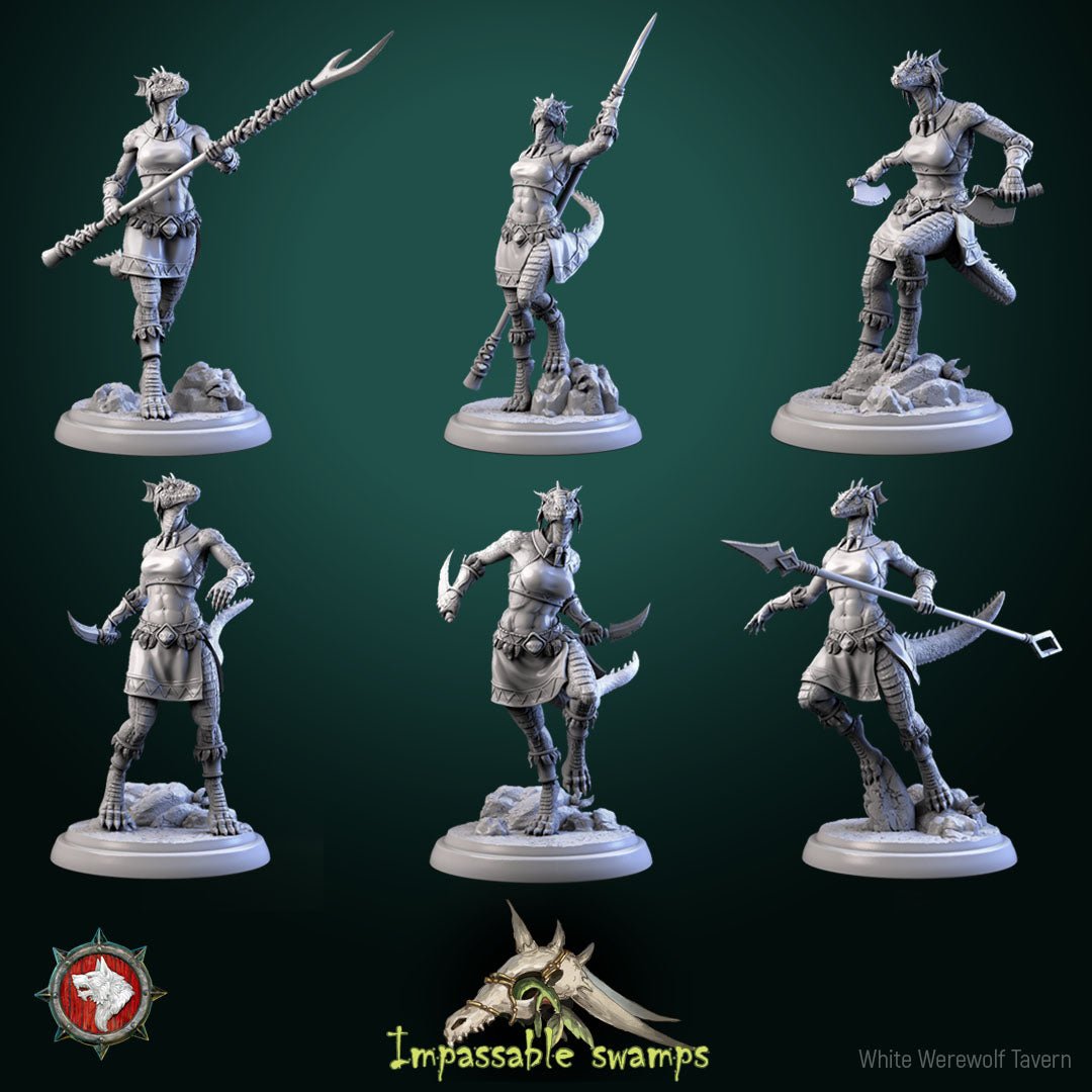 Lizardfolk Female Warrior Set - For D&D Campaigns & Tabletop Games