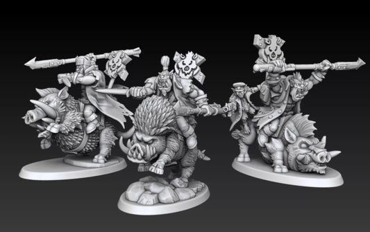 Ork Boar Riders Squad with Boss - 4 Man Squad | Compatible with W40K/WG/SF