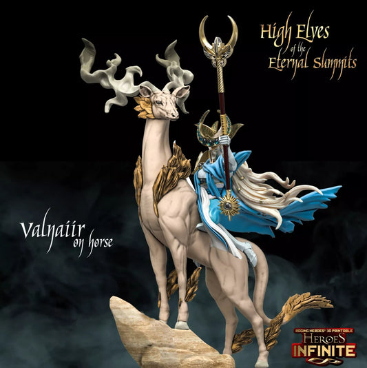 Valnaiir on Horse, A Noble Sentinel of the Eternal Summits - Eternal Summits | Compatible with Tabletop Wargames