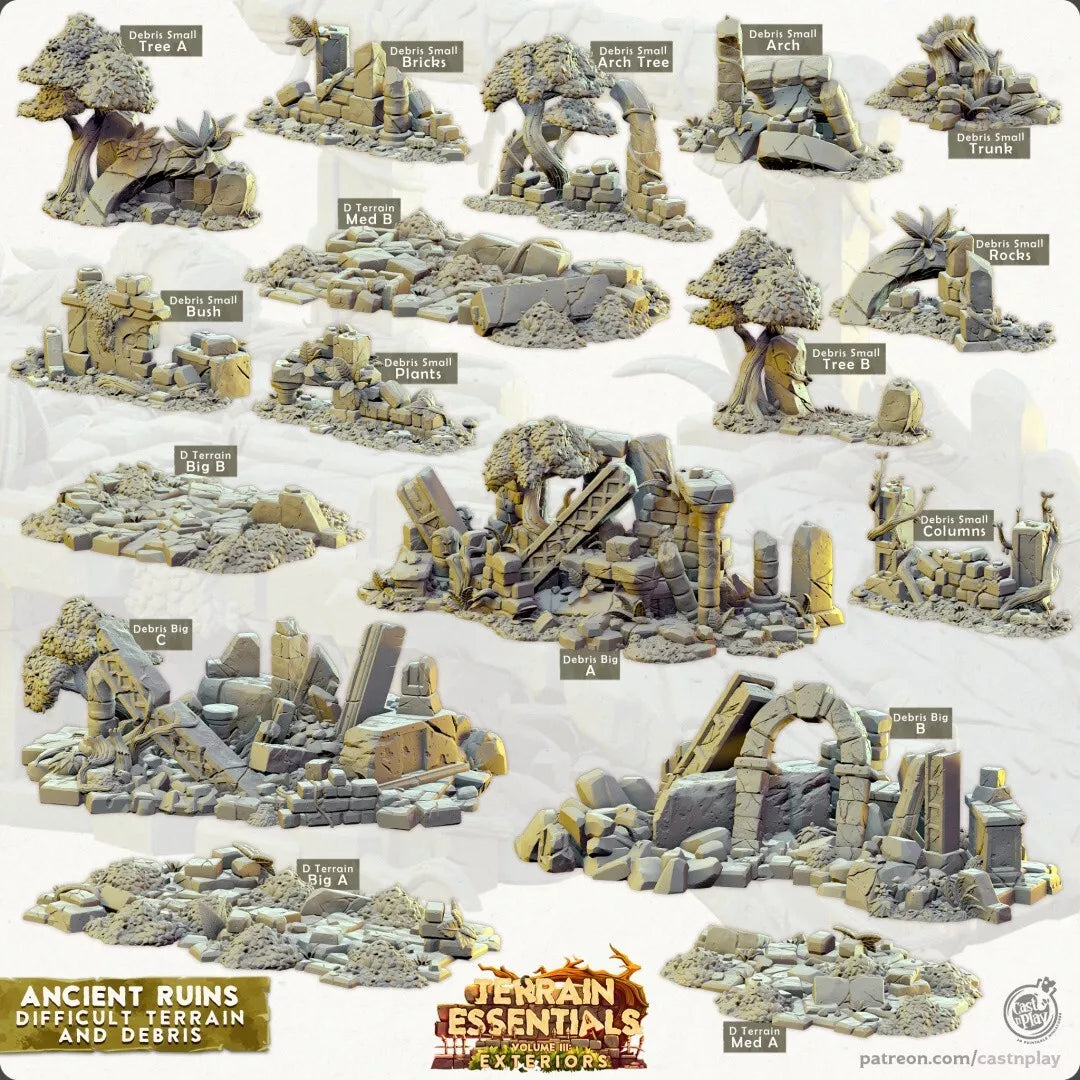 Terrain Essentials - Ancient Ruins Difficult Terrain & Debris | For D&D Campaigns & Tabletop Games