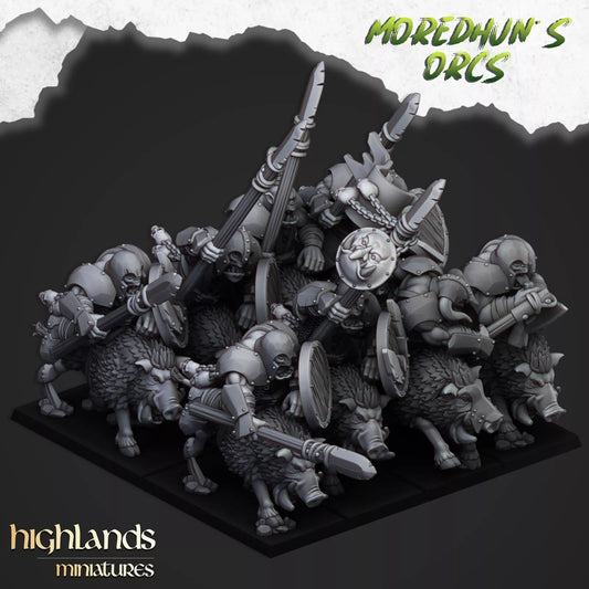 Fantasy Wargaming Mounted Orcs w/Spears | Compatible with OW, WFB, AOF, and More