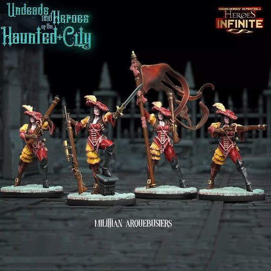 Militian Arquebusiers of The Haunted City - 5 Man Squad | Compatible with Tabletop Wargames