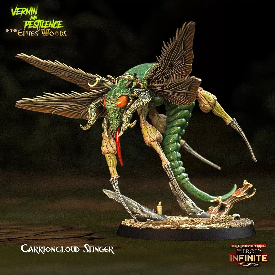 Carrioncloud Stinger, the Plague-Winged Horror of the Elves' Woods - Vermin and Pestilence | Compatible with Tabletop Wargames