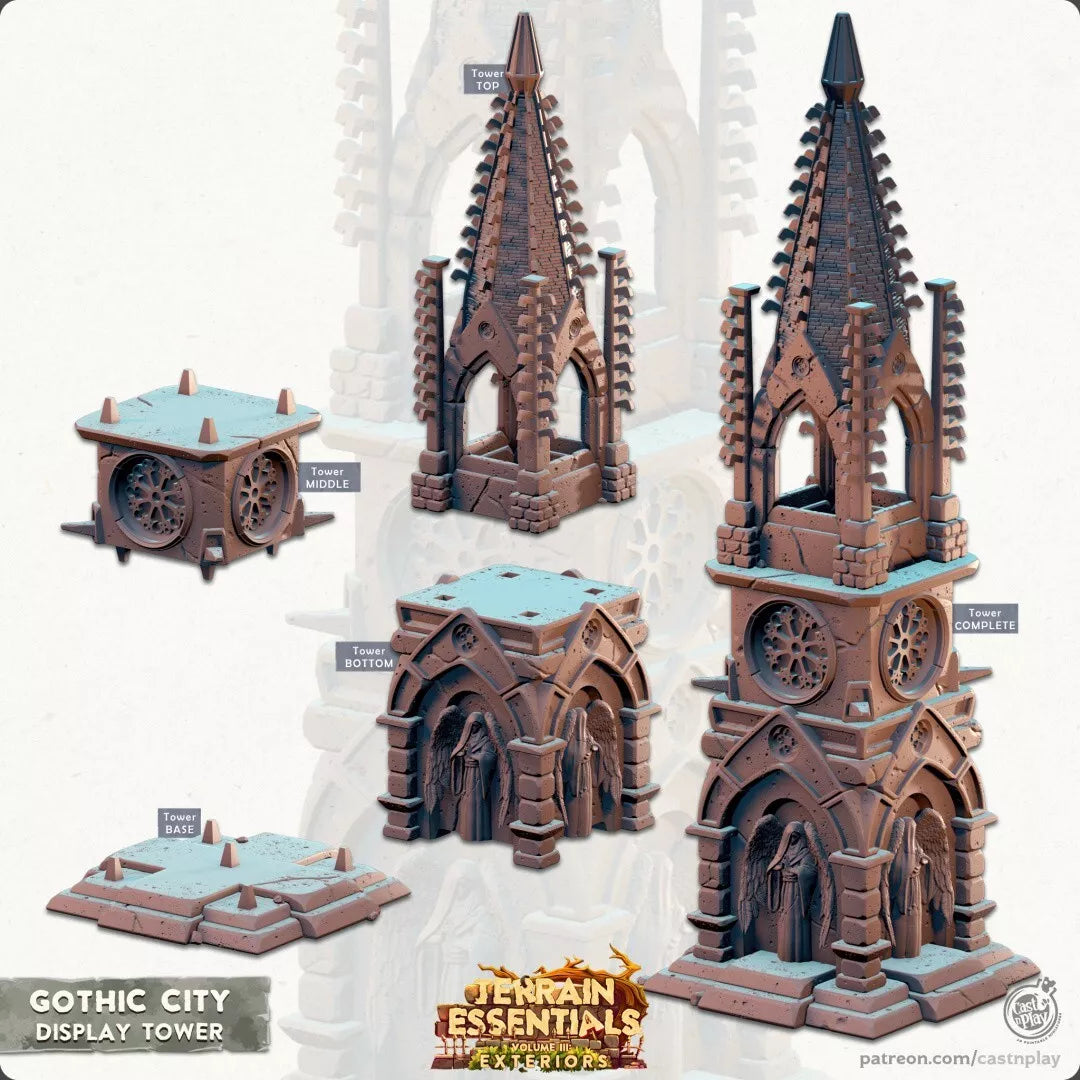 Terrain Essentials - Gothic City Tower Display | For D&D Campaigns & Tabletop Games