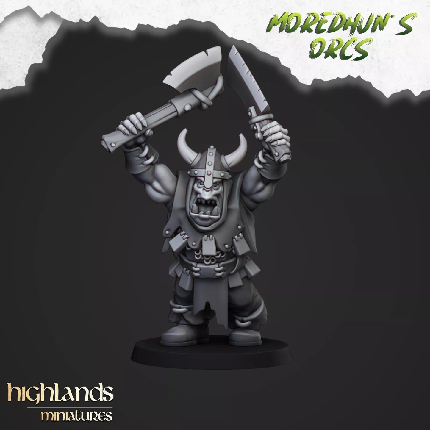 Fantasy Wargaming Orc w/Hand Weapons | Compatible with OW, WFB, AOF, and More