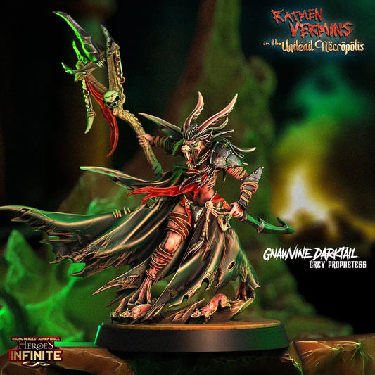 Gnawnine Darktail Grey Prophetess | Compatible with Tabletop Fantasy Wargames