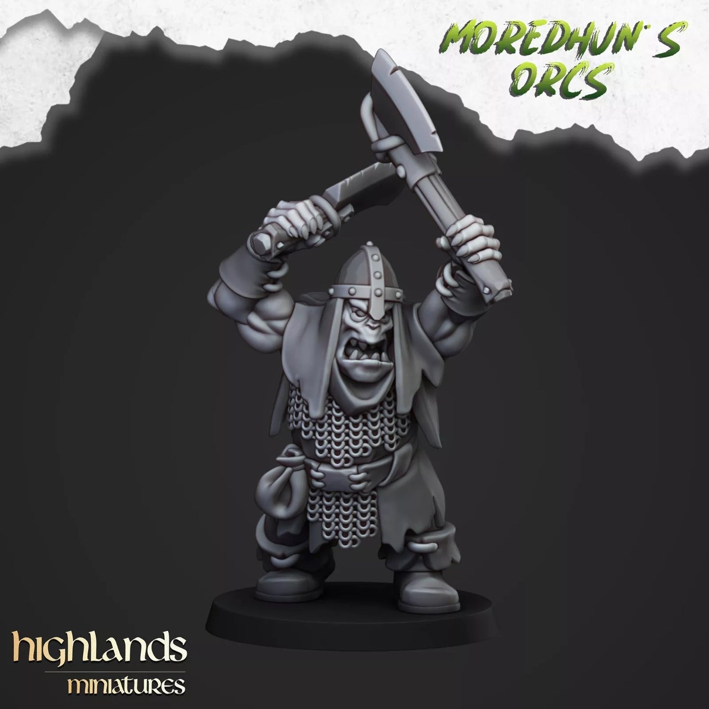 Fantasy Wargaming Orc w/Hand Weapons | Compatible with OW, WFB, AOF, and More