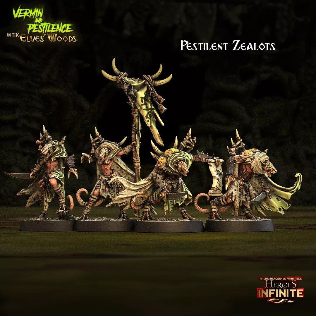 Pestilent Zealots, 6-man Unit - Vermin and Pestilence | Compatible with Tabletop Wargames