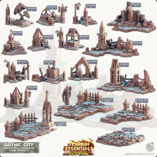 Terrain Essentials - Gothic City Difficult Terrain & Debris | For D&D Campaigns & Tabletop Games