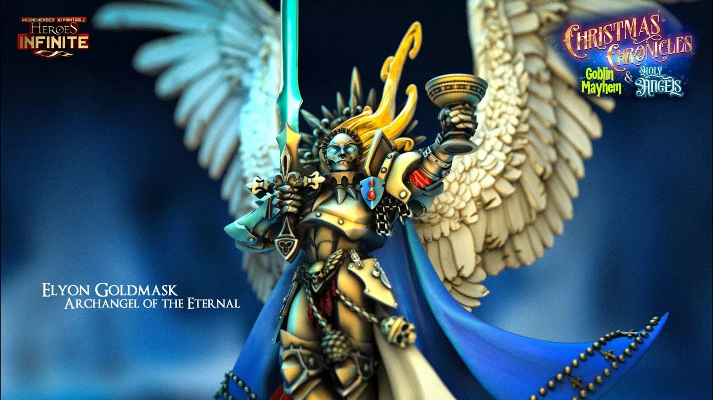 Elyon Goldmask, Archangel of the Eternal - Christmas Chronicles Holy Angels | Compatible with Tabletop Wargames