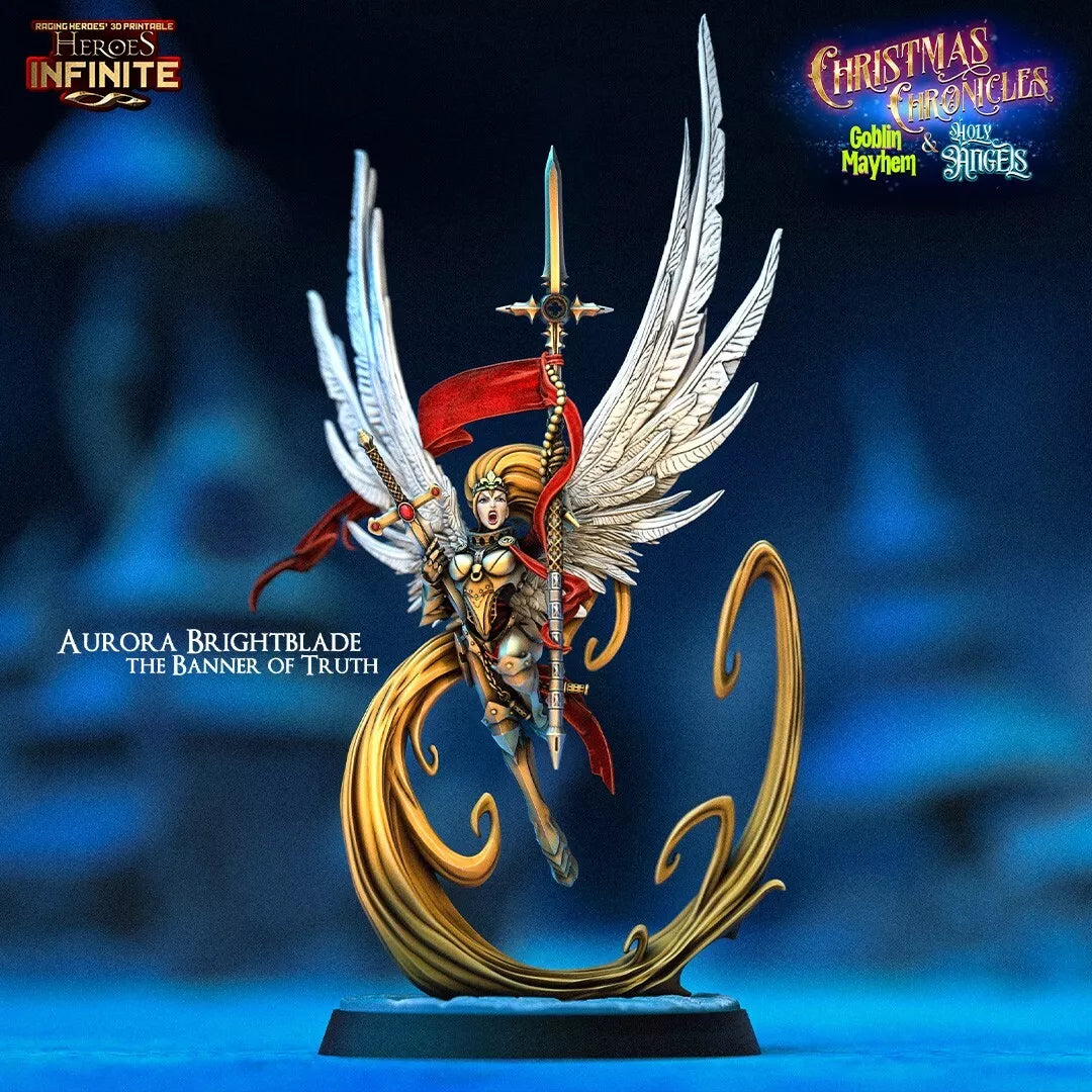 Aurora Brightblade, the Banner of Truth - Christmas Chronicles Holy Angels | Compatible with Tabletop Wargames