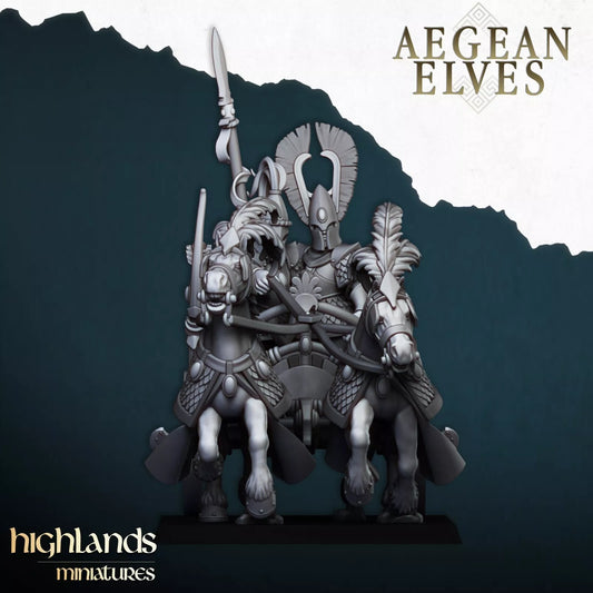 Aegean Elves War Chariot - Dual-Horse Battle Vehicle | Compatible with OW, WFB, AOF, and More