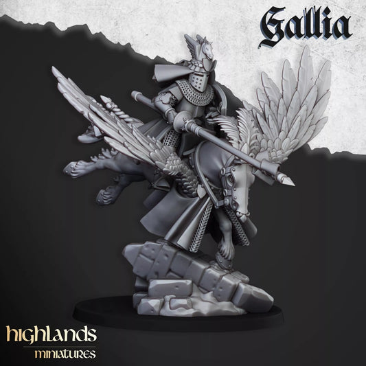 Gallia Knights on Pegasus - Highlands Miniatures | Compatible with OW, WFB, AOF, and More