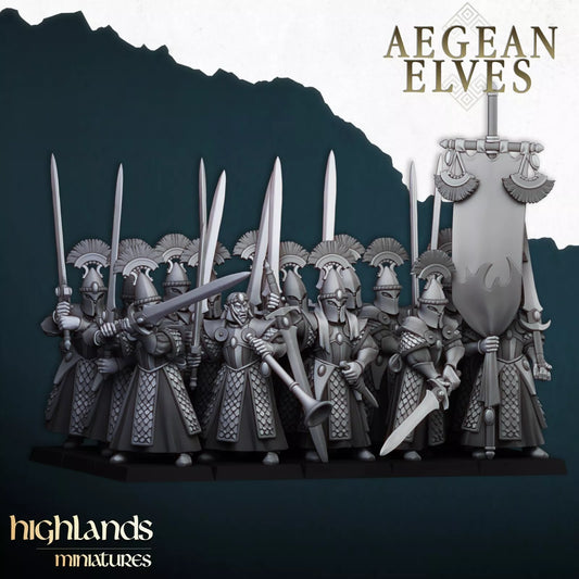 Aegean Elves Swords of Messara - Elite 15-Man Unit | Compatible with OW, WFB, AOF, and More