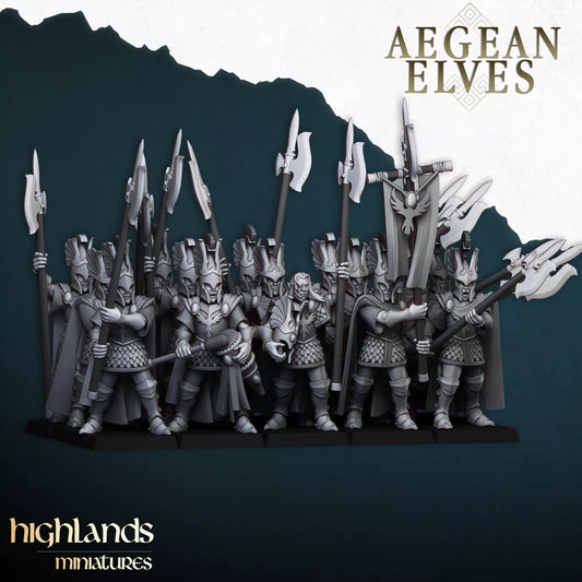 Aegean Elves Mycenaean Guard - Elite 15-Man Unit | Compatible with OW, WFB, AOF, and More