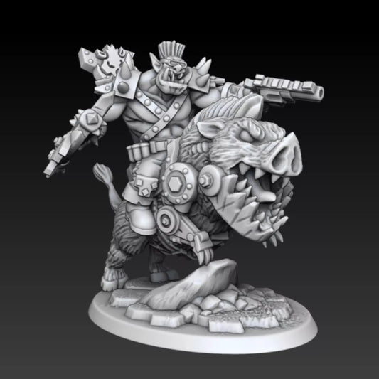 Ork Boar Riders Squad with Boss - 4 Man Squad | Compatible with W40K/WG/SF