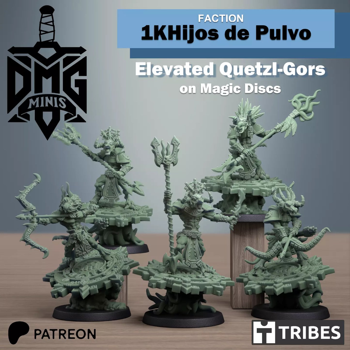 Thousand Hijos de  Pulvo - Elevated Quetzl-Gors on Magic Discs | For Tabletop Wargaming